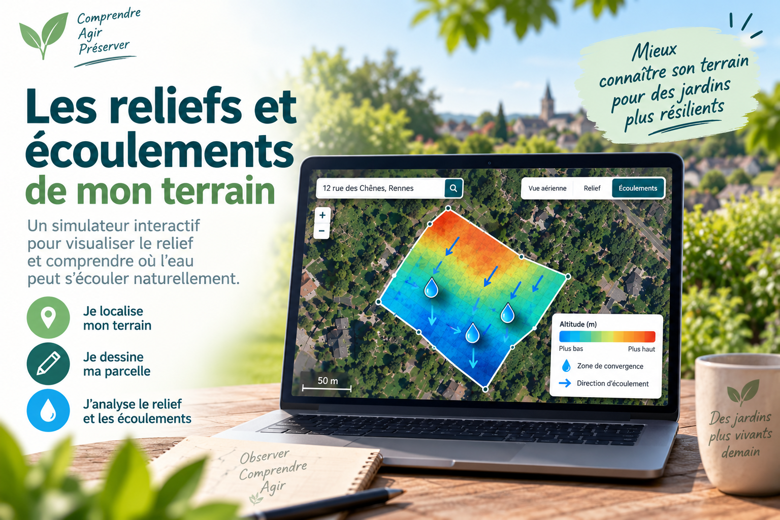 Simulateur : identification des reliefs et de l&rsquo;écoulement de l&rsquo;eau