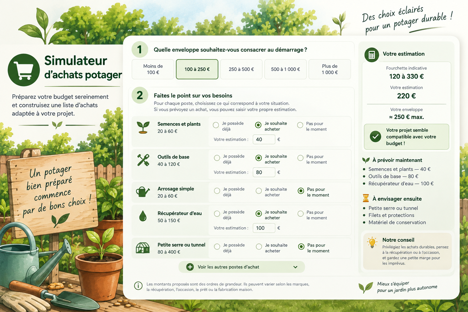 Simulateur : construisez votre budget potager
