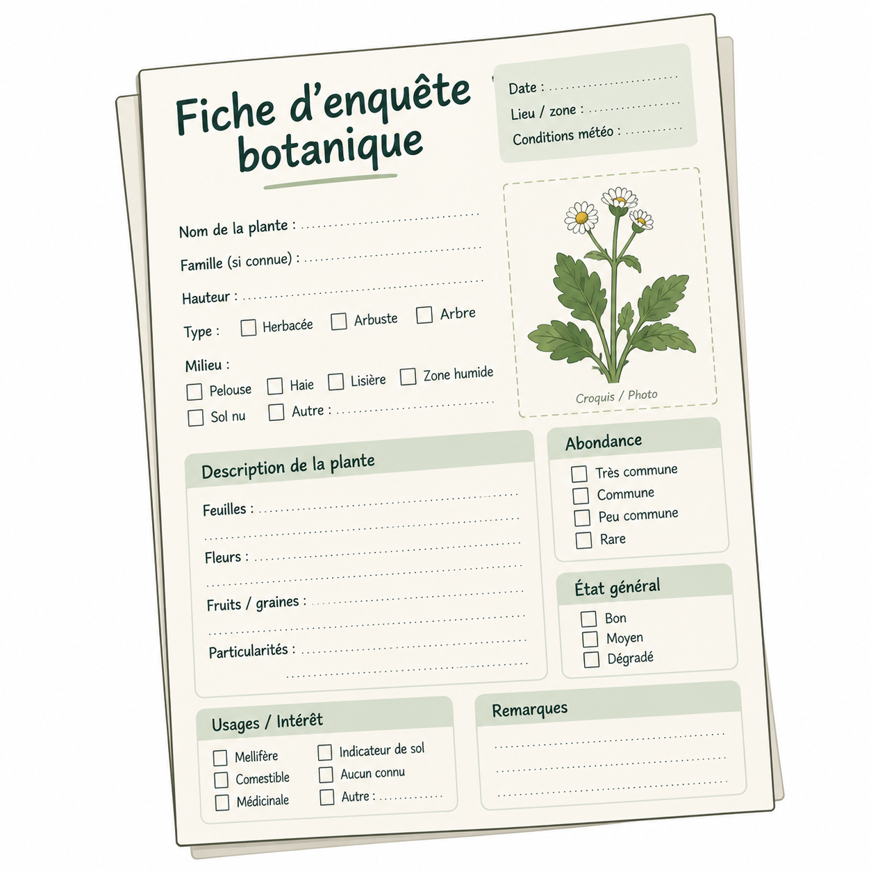 Fiche comparaison de deux zones